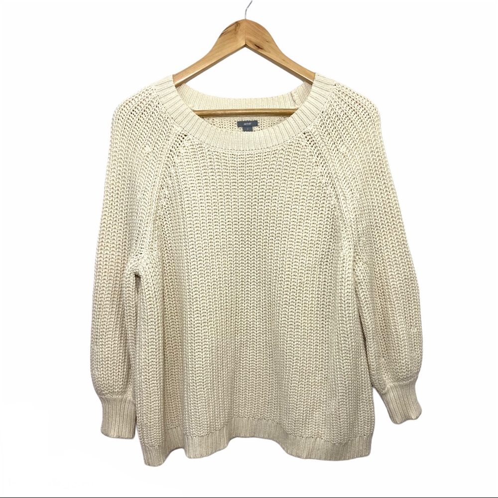 AERIE Cream Open Neck Pullover Sweater